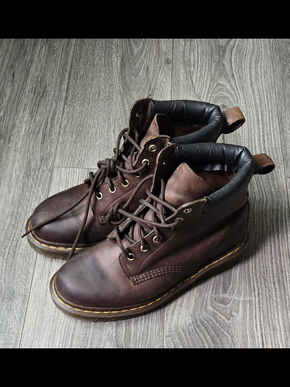 Dr. Martens Brown Leather Lace-Up Padded Collar Boots